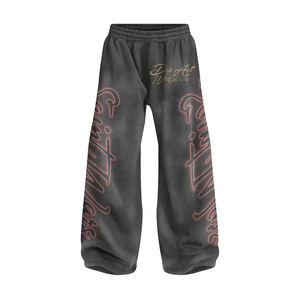 Trending Fleece Sweatpants Wholesale Customize Distressed <b>Flared</b> Pants <b>Trousers</b> - Product Image 1