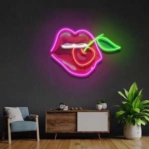 Conception de logo d'entreprise de magasin à <span class=keywords><strong>LED</strong></span> personnalisée cerise sur les lèvres conception de lumière de néon pour la décoration murale - Product Image 3