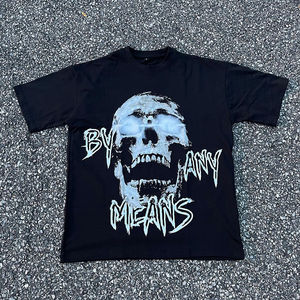 T-shirt pour homme 2025, coupe ample, ourlet brut, style streetwear, poids lourd, épaules tombantes, coupe ample, T-shirt court pour homme - Product Image 3