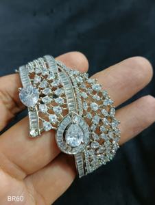 AMERICAN DIAMOND CUBIC ZIRCON CLASSIC STYLE and ARTIFICAL DIAMOND BRACELETS and <b>SILVER</b> PLATED for <b>WOMEN</b> WEDDING JEWELLERY GIFTS - Product Image 2