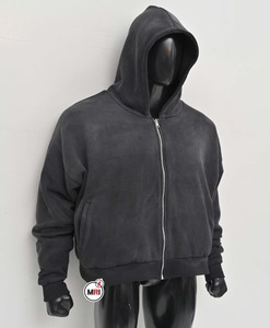Sweat à capuche streetwear personnalisé de haute qualité, sweat à capuche zippé vintage en coton polaire vierge, délavé au soleil et à l'acide pour hommes - Product Image 2