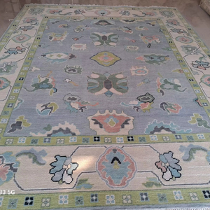 Haut Antique 8x10 noué à la main Oushak tapis bleu vert traditionnel persan Design turc pour salon taille 6x9 ensembles de tapis - Product Image 6