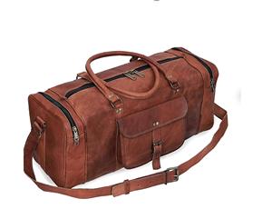 Premium Handmade Brown Leather Duffle <b>Bag</b> Genuine Leather Travel <b>Luggage</b> <b>Weekend</b> Overnight Gym Carry On Wholesale - Product Image 1