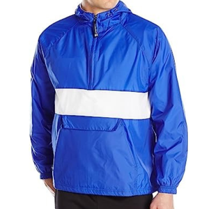 Veste personnalisée vierge pull-over coupe-vent Anorak à capuche avec fermeture éclair latérale pour hommes avec poche à rabat avant - Product Image 1