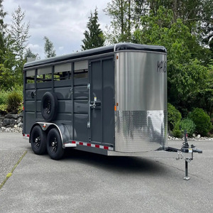 Brand New Horse-box Float <b>Trailer</b> Steel Side Wall Livestock Horses <b>Cargo</b> Utility 6440 Lbs. Payload 17'x6'6 - Product Image 1