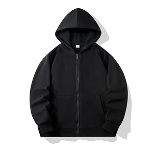 Sweat à capuche entièrement zippé en molleton bouclette lourd de qualité supérieure pour l'automne, 100 % coton, broderie personnalisée, broderie 3D, broderie perlée, broderie numérique - Product Image 3