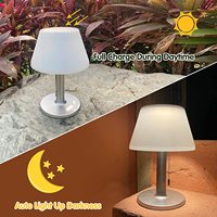 Lampe de table solaire LED rechargeable moderne avec 3 modes d'éclairage, étanche IP44, sans fil, à intensité variable et avec capteur de lumière