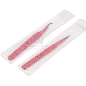 <b>Pink</b> Speckled Stainless Steel Precision Eyelash Tweezers Smooth Tip Reusable - Product Image 4