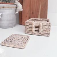 Lot de 6 sous-verres carrés en rotin naturel Produits écologiques Made in Vietnam Décoration de table Vente en gros
