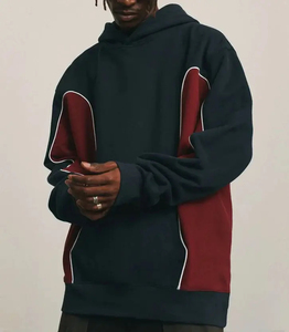 Sweat-shirt à capuche double à deux tons, patchwork, streetwear, poids lourd, 600 g/m², unisexe, fabrication sur mesure, haute qualité - Product Image 4