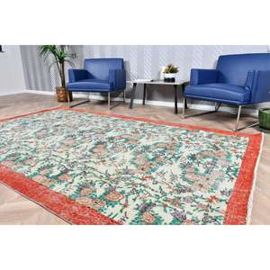 Tapis turc vintage 5,6x9 pieds, tapis rouge à pois - Product Image 3