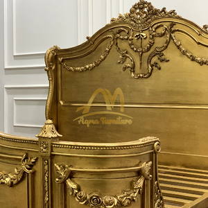 Cama Suave de Madera Maciza Francesa de Lujo con Tallados Dorados, Tamaño y Color Personalizables para Muebles de Dormitorio - Product Image 3