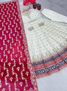 Ropa étnica india lista para usar Georgette estampado floral volantes completos vestido Anarkali para mujer vestidos casuales y de fiesta para mujer - Product Image 6