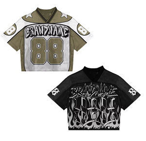 Conception personnalisée pour hommes T-shirt à manches courtes en polyester imprimé Maillot de football rétro court avec coupe Boxy surdimensionnée - Product Image 2