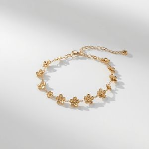 Pulsera de Oro Sólido de 9K con Diseño Floral Delicado para Mujer, Joyería de Oro Fina de Lujo, Certificación OEM GIA - Product Image 1
