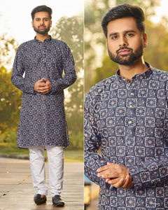 Kurtas de los hombres indios y paquistaníes, bordado de rayón pesado e impresión de seda hecha para boda, ropa de fiesta Formal, ropa de fiesta Formal de boda - Product Image 2