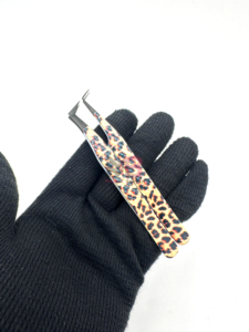 Eyelash Extension <b>Tweezers</b> Solid Stainless Steel Leopard/Cheetah Paper Print Custom Logo Paper Coated Durable Perfect Grip Fine - Product Image 5