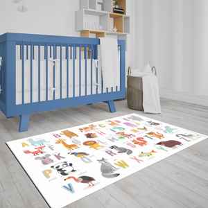 Animal <b>Alphabet</b> Kids Rug: Educational Nursery Playroom Carpet, <b>Printed</b> Rug,With Pile Soft Rug - Product Image 3