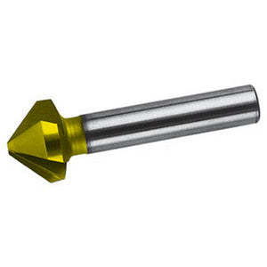Fraise à sertir en acier HSS revêtu d'étain à 3 cannelures, tête conique 90°, connexion cylindrique - Modèle 8812G 28 - Product Image 1