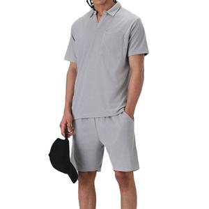 ชุดเซ็ตเสื้อยืดกางเกงขาสั้นผู้ชายผ้าฝ้ายระบายอากาศดีสำหรับฤดูร้อน ชุดลำลองสองชิ้น เสื้อแขนสั้น - Product Image 1
