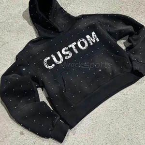 Venta al por mayor de los hombres de lavado ácido de diamantes de imitación sudaderas con capucha básicas de algodón mezclado de los hombres de lavado ácido de diamantes de imitación - Product Image 1