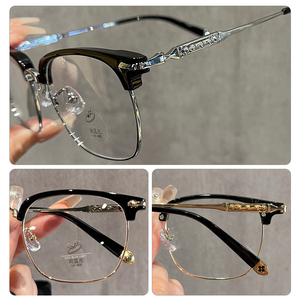 Montures de lunettes optiques tendance pour femmes, lunettes anti-lumière bleue, montures de lunettes rétro carrées en TR90, demi-cerclées en métal pour hommes - Product Image 3