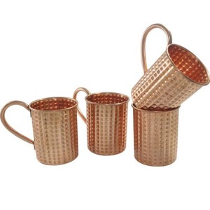 Tazas de mula de cobre brillante, acabado martillado artesanal para exhibición de bar, uso funcional de vajilla de cocina y comedor - Product Image 2