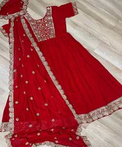 Dernier modèle de costume Anarkali Pishaw en coton avec broderie florale et sequins, en stock, pour soirée, prix de gros, ethnique - Product Image 3