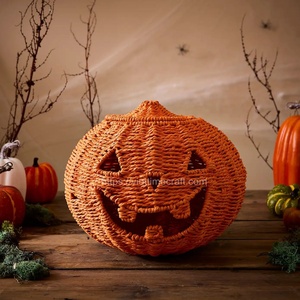 Cuerda de papel de calabaza tejida a mano/cesta de paja con tapa para vacaciones de Halloween al por mayor Vietnam - Product Image 2