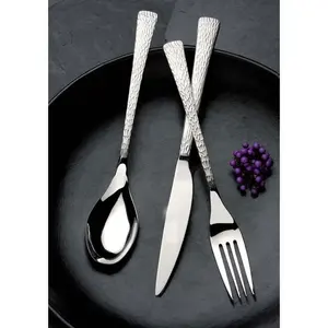 Juego de cubiertos modernos de acero inoxidable con mango trenzado, cubiertos perfectos para comedor de mesa y uso en cocina de boda - Product Image 4