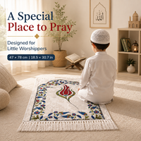 Tapis de prière pour enfants, tapis de prière islamique doux pour enfants avec un motif floral de tulipes, Sajadah portable pour garçons et filles, cadeau pour le Ramadan et l'Aïd