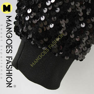 Chaqueta Bomber de Lentejuelas con Color Personalizado para Mujer, Chaqueta Acolchada Informal de Invierno con Forro de Seda, Relleno de Algodón, Lona Transpirable - Product Image 6