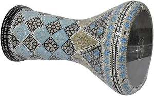 Gawharet El Fan 17,5 pouces, tambour égyptien professionnel bleu ciel, perle de diamant, doumbek darbuka - Product Image 2
