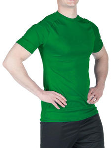 เสื้อยืดออกกำลังกายแขนครึ่งส่วนสำหรับผู้ชายเสื้อยืดโพลีเอสเตอร์สีพื้นใส่ได้ทั้งชายและหญิงทรงสลิมฟิตโลโก้ตามสั่ง - Product Image 4