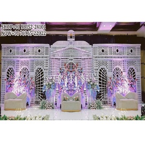 ฉากเวทีงานแต่งงานแบบอาหรับ ตัดด้วยเลเซอร์ สีขาว ฉากหลังงานแต่งงานสุดหรู ตัดด้วยเลเซอร์ ฉากงานเลี้ยงฉลองสมรสทันสมัย สหรัฐอเมริกา - Product Image 1