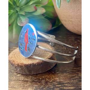 Zuni Handmade Multi-Stone & Sterling <b>Silver</b> Micro-Inlay Fashion <b>Cuff</b> <b>Bracelet</b> - Product Image 4