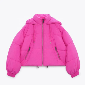 Chaqueta acolchada corta de invierno 2024 con logotipo personalizado para mujer, Abrigo acolchado a prueba de viento cálido para exteriores para mujer, chaquetas de plumón a la moda con OEM - Product Image 6