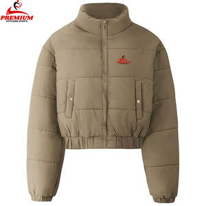 Veste courte en coton d'automne personnalisée pour femmes Vestes d'extérieur à capuche matelassées à bulles coupe-vent en duvet - Product Image 4