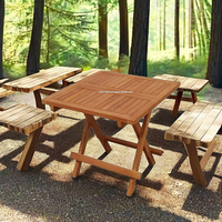 Modernes Design Outdoor Picknick-Klapptisch Massives Teakholz Terrassen-Essgartenmöbel für Camping Strand Walnuss-Finish