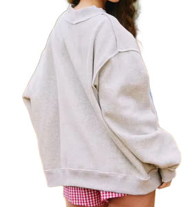 Ropa informal 100% algodón cuello simulado para mujer ligero hombro caído de gran tamaño sólido cuello simulado sudadera OEM - Product Image 3