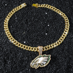 สร้อยคอเพชรโมอิสซาไนต์แบบคิวบัน พร้อมจี้ฮิปฮอปเท่ๆ สไตล์ฟิลาเดลเฟีย อีเกิลส์ ราคาขายส่ง - Product Image 3