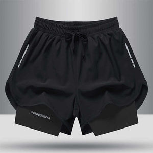 2025 nouveau personnalisé doublé Double couche poches survêtement sport entraînement entraînement 2 en 1 hommes Shorts de sport pour hommes - Product Image 5