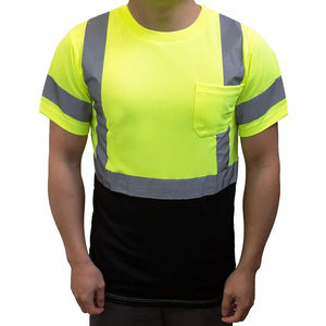 T-shirt haute visibilité vêtements de travail T-shirt de sécurité à manches courtes haute visibilité hommes deux tons en gros T-shirt réfléchissant haute visibilité - Product Image 3