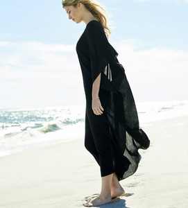 Holiday 100% Rayon Fabric V-Neck Summer Solid <b>Kaftan</b> <b>Long</b> Sleeves Comfortable Bohemian Spring Bohemian Black <b>Kaftan</b> - Product Image 2