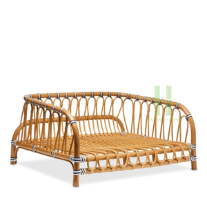 Elegante sofá cama de ratán para perros con cojín suave Cama elevada de ratán para perros con cojín Cama duradera de ratán para perros Diseño OEM - Product Image 2