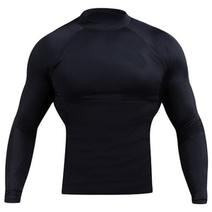 Vêtement de compression, couleur personnalisée, bleu, rashguard à manches longues, impression de logo personnalisée, matière spandex/polyester, respirant, haute performance - Product Image 6