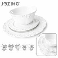 Lot de Vaisselle en Céramique en Gros, Prix Usine, Assiettes et Bols en Porcelaine Blanche Festonnée avec Perles pour Restaurants