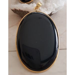 Ensemble de trois pièces : boucles d'oreilles pendantes en onyx noir avec technologie d'incrustation à sertissage clos - Product Image 1