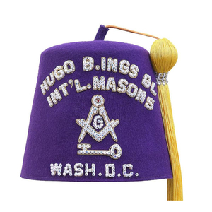 Shriners Masonic Fez Hat con diamantes de imitación y lingotes de oro 2024 Top Design Threads Fez Hat con borla titular - Product Image 3