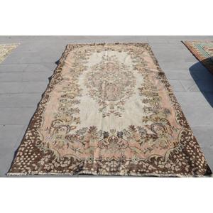 พรมวินเทจขนาด 5.6x9.7 ฟุต พรมตุรกีขนาดใหญ่ พรมสีน้ำตาลชมพู - Product Image 1